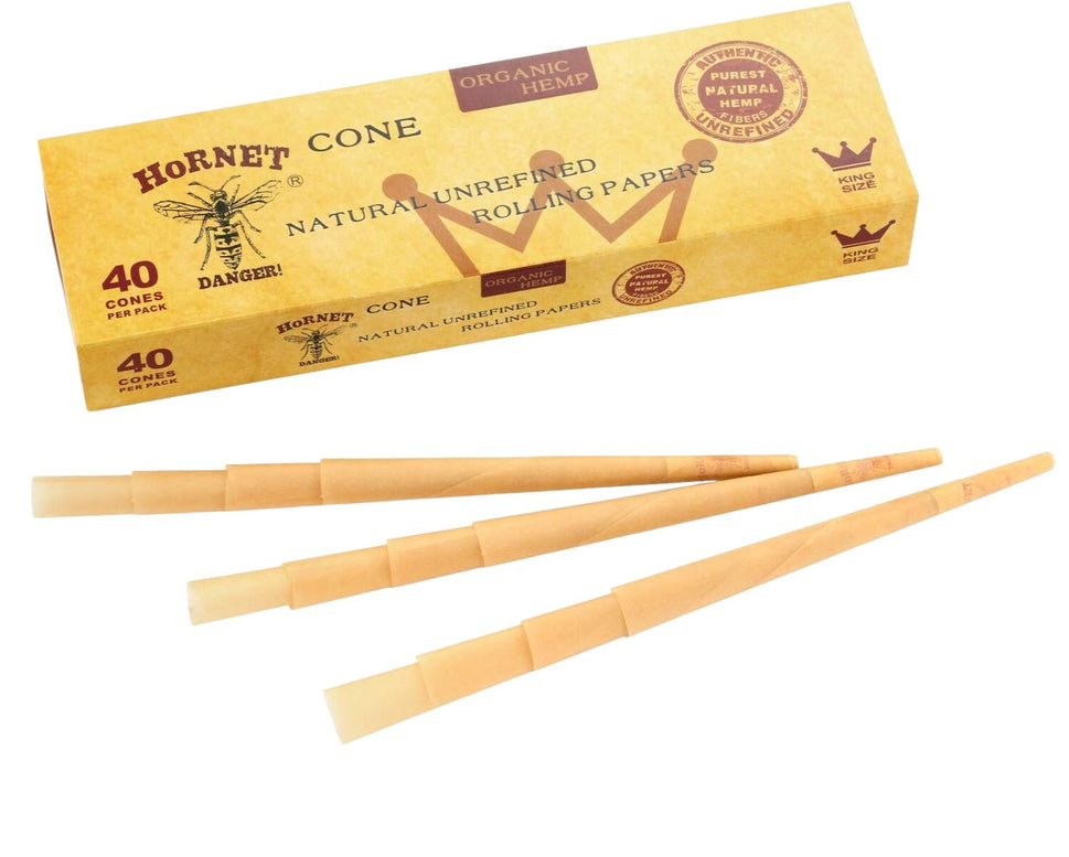 Hornet Pre-rolled Cones 11cm Hemp Rolling Paper With Tips - 40 Cone Box